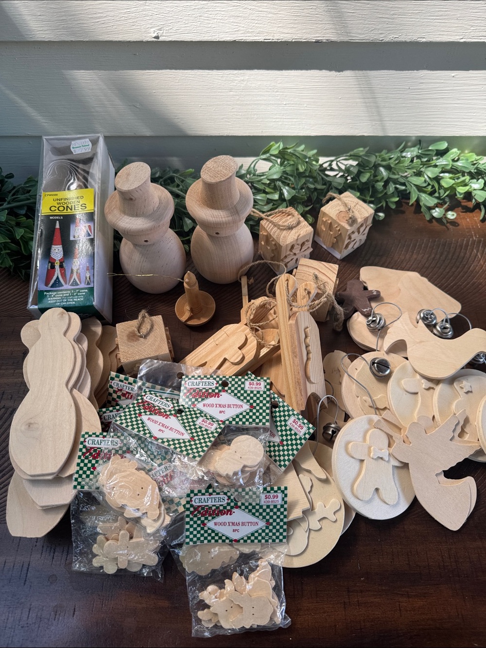 Bundle of 56Unfinished Wooden Holiday Craft Shapes & Ornaments
